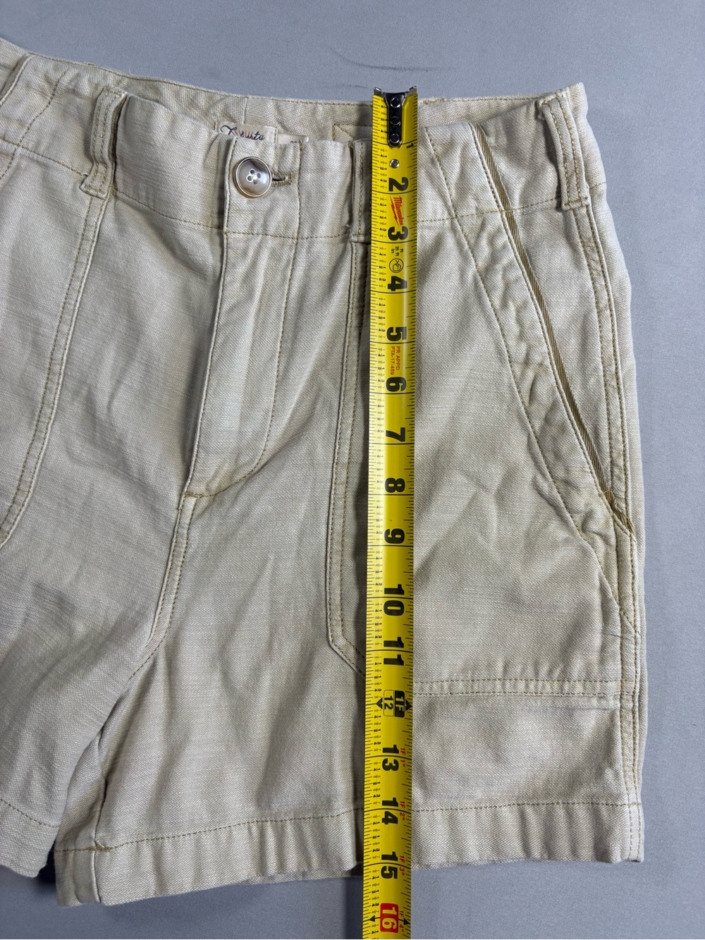 Faherty Women’s Khaki High Rise Shorts Sunwashed Cotton Blend Size 27 - Picture 5 of 9